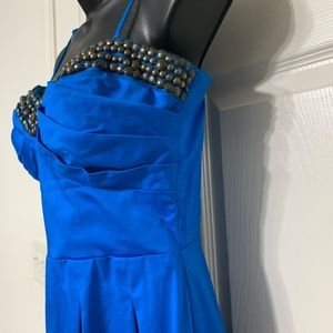 Bisou Bisou Blue Sheath Dress with metal beading Size 8